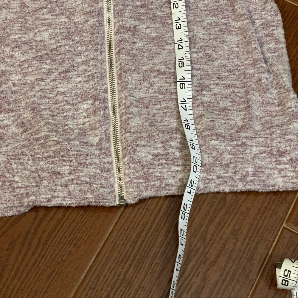 Unbranded Purple Ivory Hoodie sweater front zip size medium polka dot drawstring - Picture 8 of 14